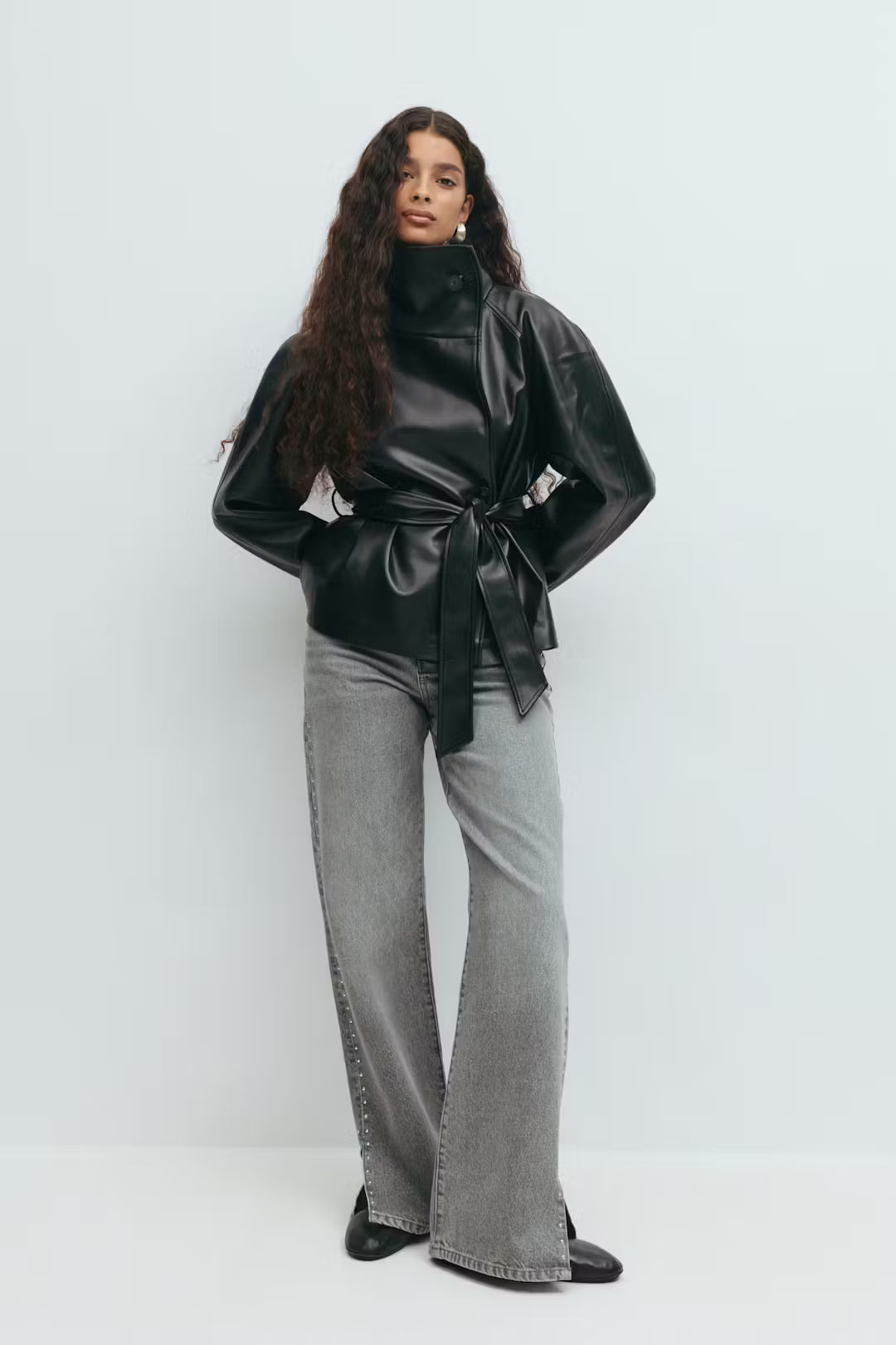 Short Belt Leather Jacket