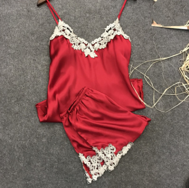 Embroidered Women's Sexy Pajama Set with Shorts FondueHaven