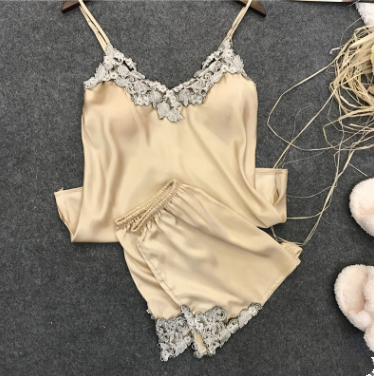 Embroidered Women's Sexy Pajama Set with Shorts FondueHaven