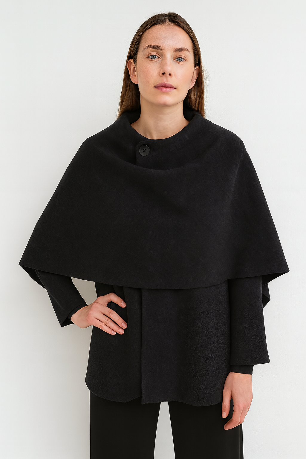 Asymmetric Jacket with Short Scarf