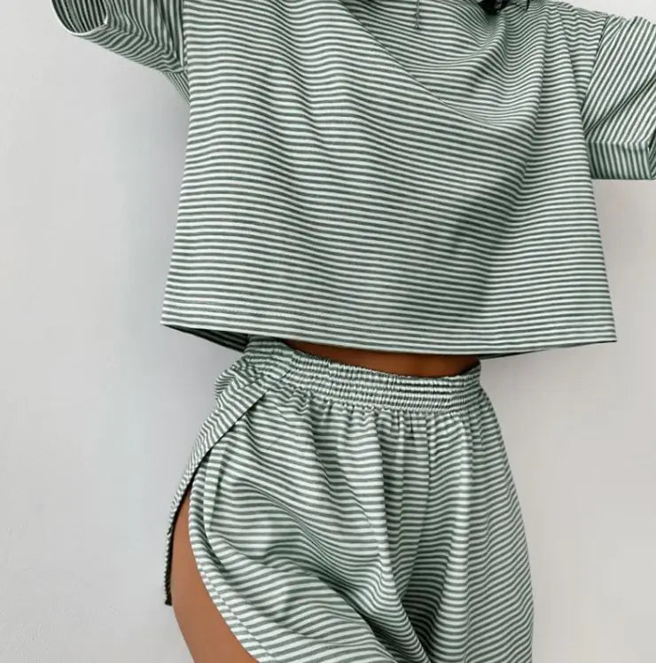 Knitted Striped Pajamas Set FondueHaven