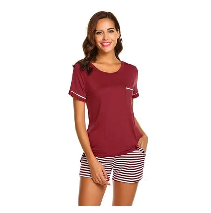 Striped Pajama Set for Women with Shorts FondueHaven