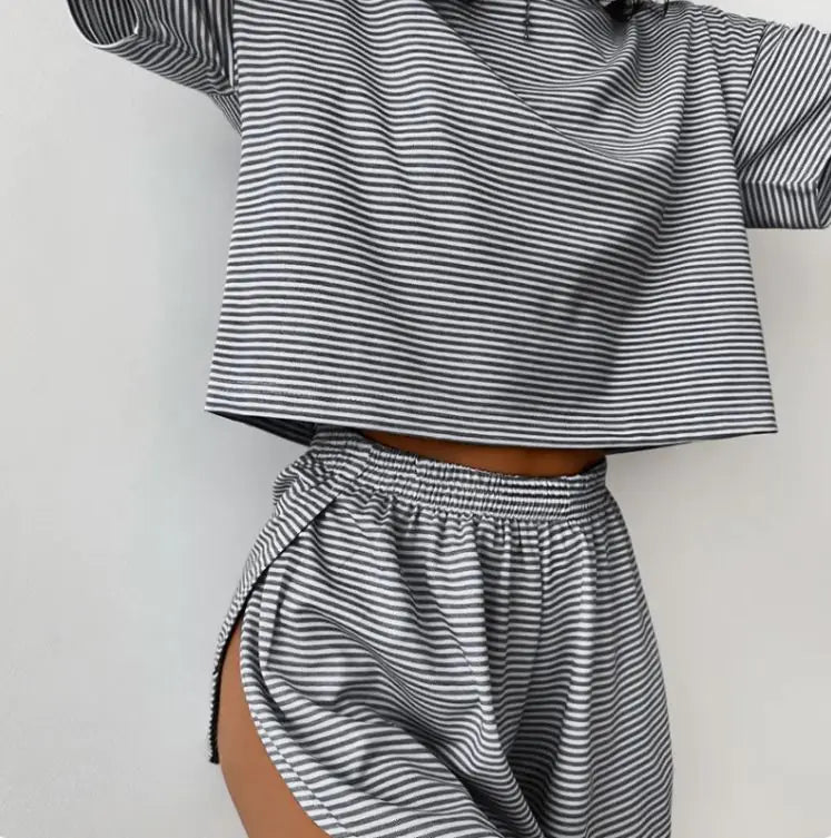 Knitted Striped Pajamas Set FondueHaven