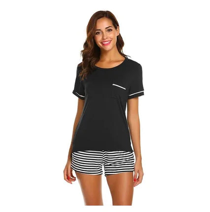 Striped Pajama Set for Women with Shorts FondueHaven